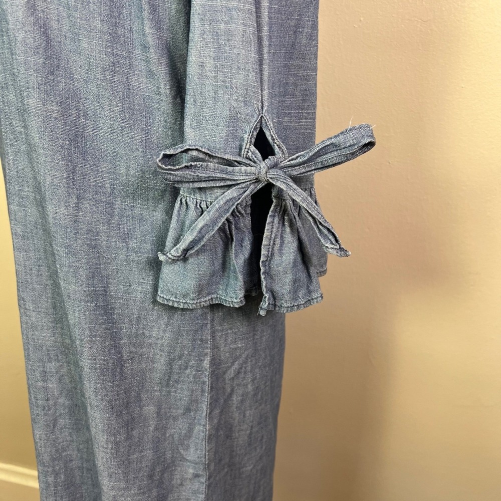 J. Crew Chambray V Neck Tie Sleeve Shift Dress Blue Size 6 - Picture 4 of 8